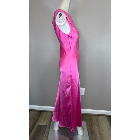 NWT CYNTHIA ROWLEY Claudia Silk Bias Sleeveless Midi Dress - Pink Size 10 $495 - Picture 6 of 8